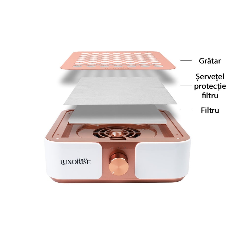 Aspirator Praf Unghii 60W Air MAX Elite - LUXORISE, Rose Gold, Aparatura Unghii - imagine 6