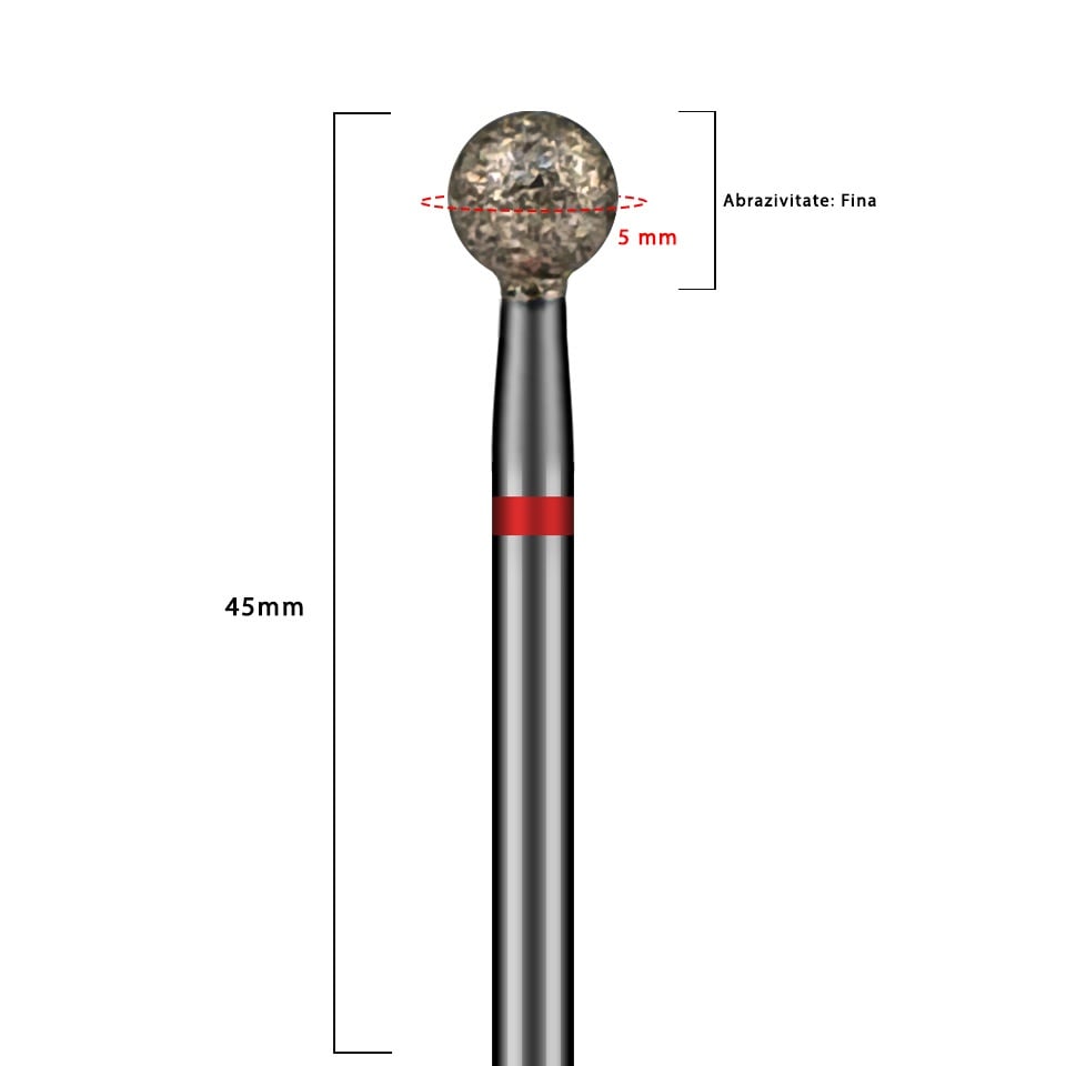 Capat Freza Sfera Diamantat Rosu, LUXORISE, Aparatura Unghii - imagine 4