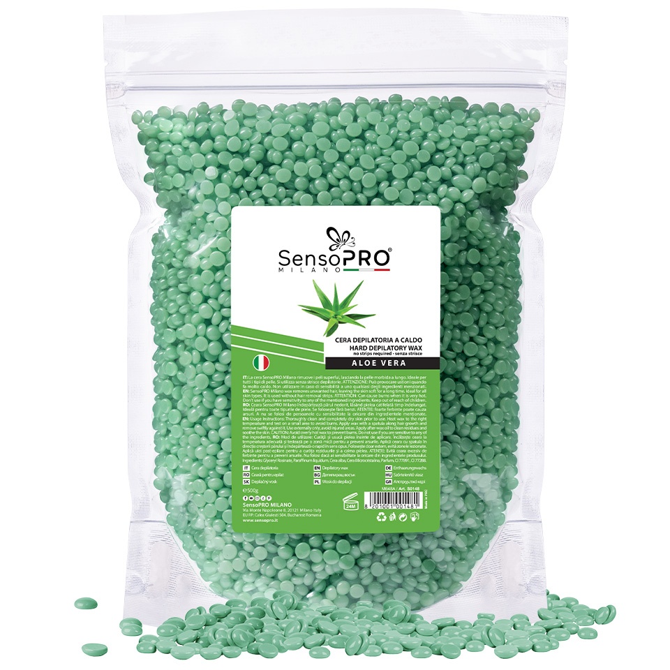 Ceara Epilat Elastica Granule SensoPRO Milano cu Aloe Vera - 500g, Epilare - imagine 6
