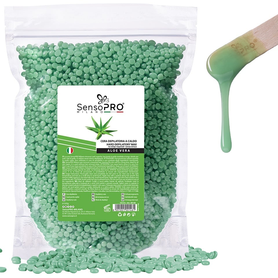 Ceara Epilat Elastica Granule SensoPRO Milano cu Aloe Vera - 500g, Epilare - imagine 7