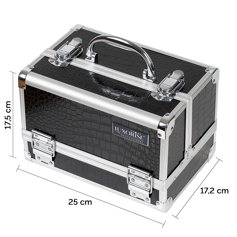 Geanta Manichiura din Aluminiu cu Oglinda, Black Pattern - LUXORISE, Accesorii Unghii - imagine 6
