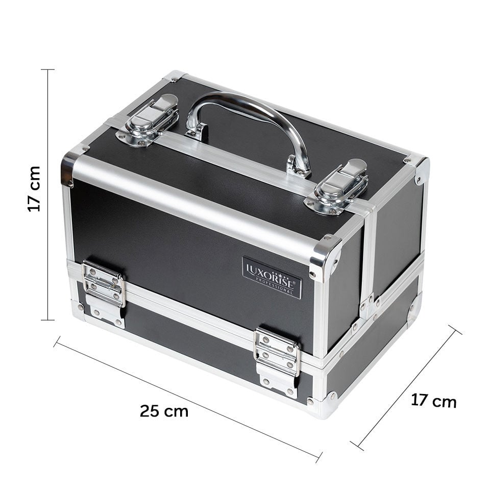 Geanta Manichiura din Aluminiu cu Oglinda, Elegant Black - LUXORISE, Accesorii Unghii - imagine 4