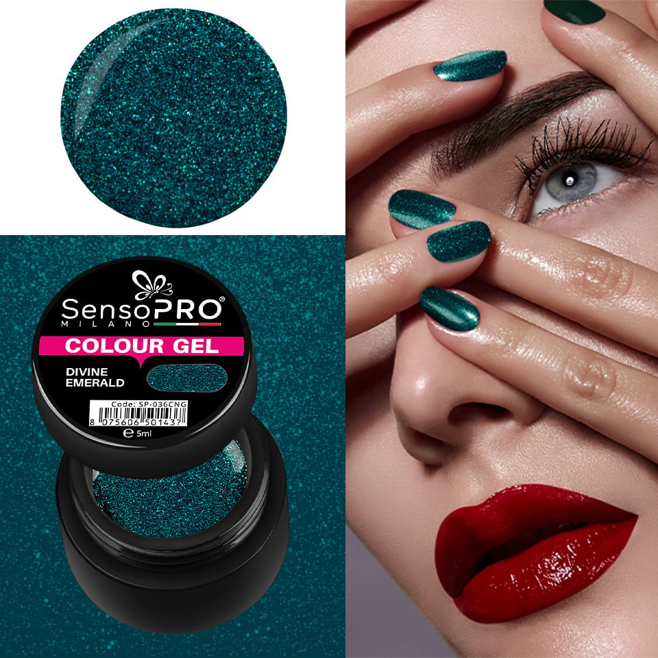 Gel UV Colorat Divine Emerald 5ml, SensoPRO Milano, Geluri UV - imagine 4
