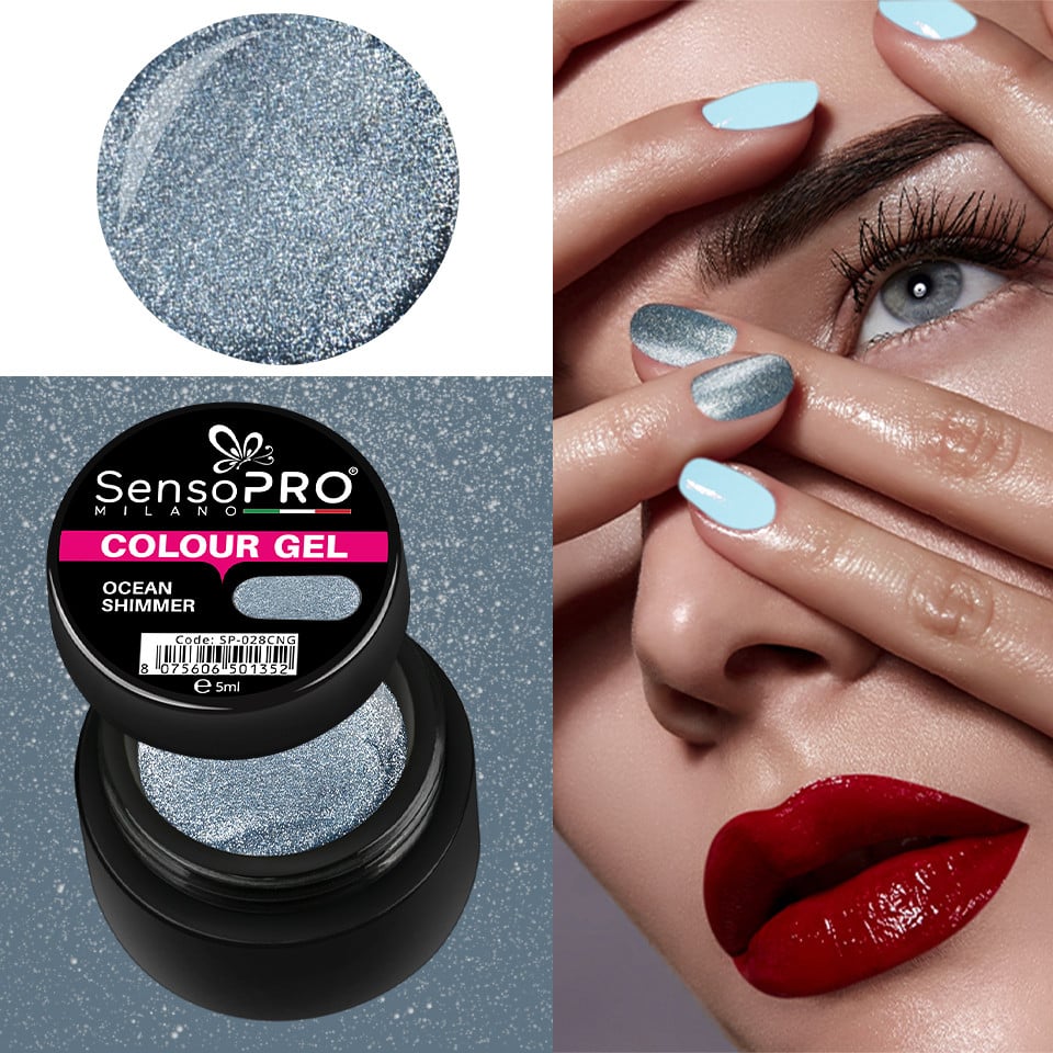 Gel UV Colorat Ocean Shimmer 5ml, SensoPRO Milano, Geluri UV - imagine 4