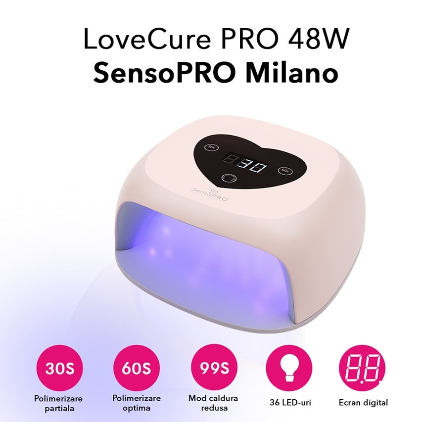 Lampa Unghii UV / LED 48W Love Cure PRO - SensoPRO Milano, Pink, Aparatura Unghii - imagine 5