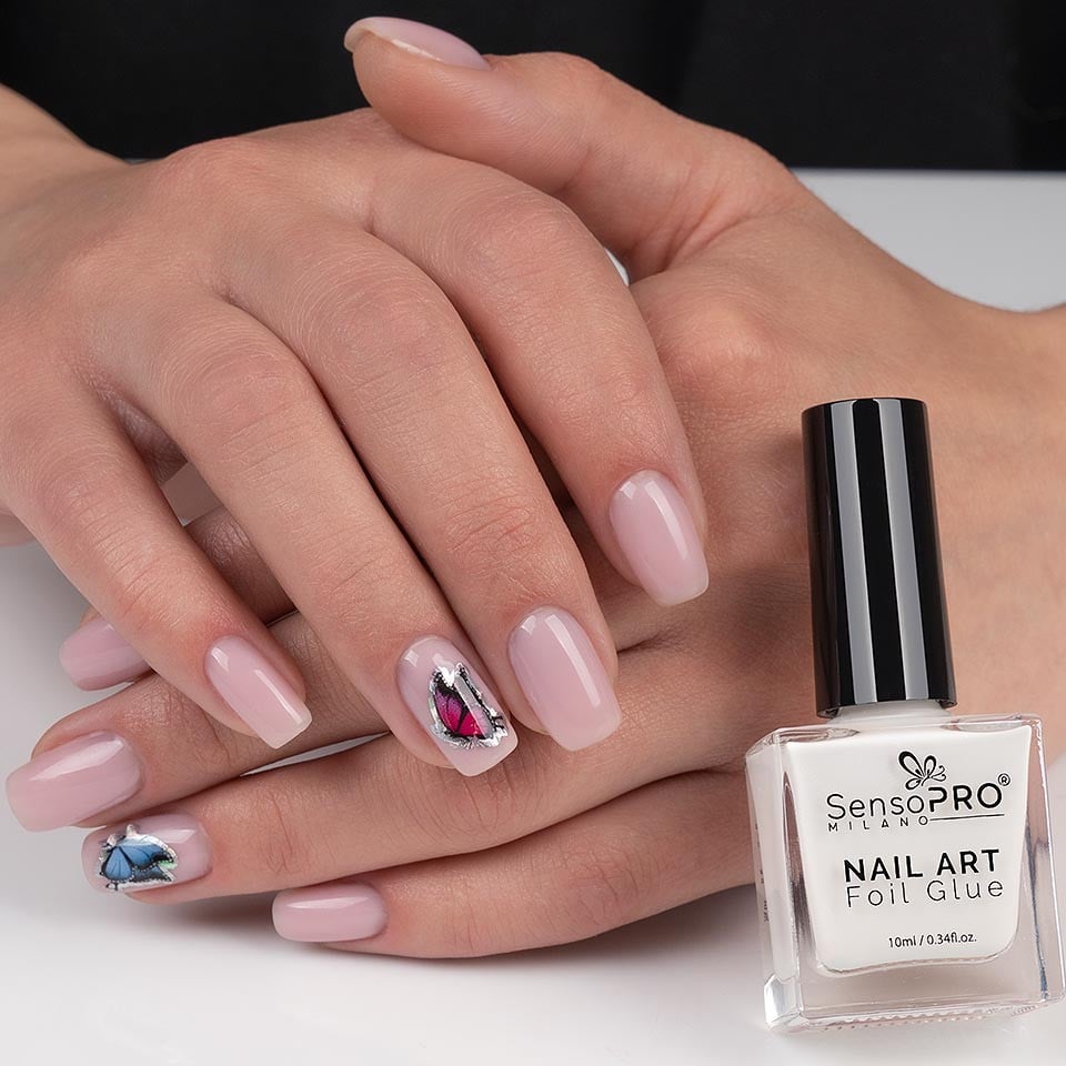 Lipici Adeziv Folie de Transfer Unghii SensoPRO Milano cu pensula, 10ml, Nail Art - imagine 6