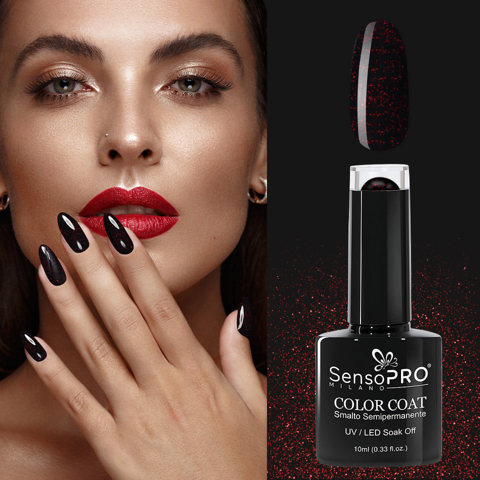 Oja Semipermanenta SensoPRO Milano 10ml - 054 Red Stained Abyss, Oja Semipermanenta - imagine 3