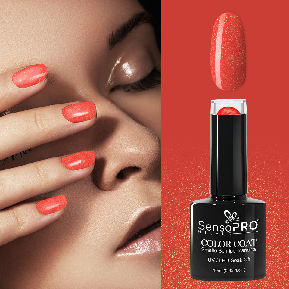 Oja Semipermanenta SensoPRO Milano 10ml - 069 Sparkle Coral, Oja Semipermanenta - imagine 3