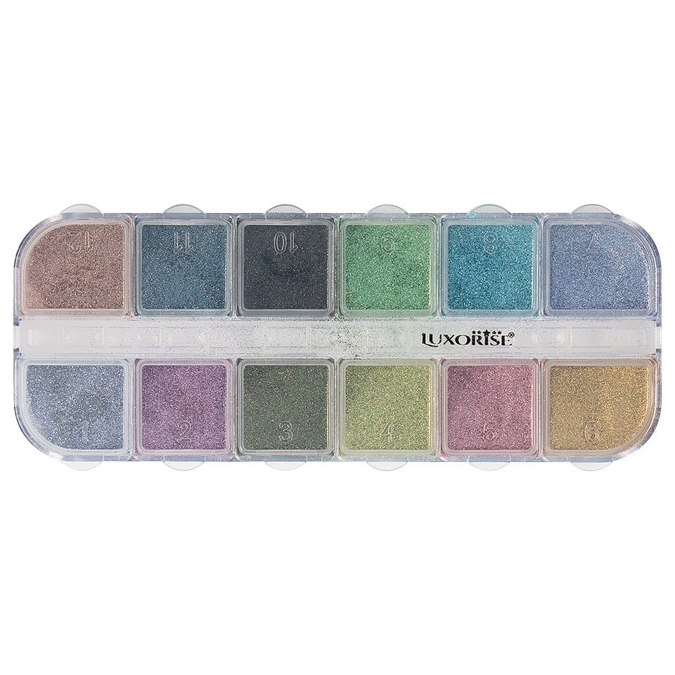 Pigment Unghii Rainbow Glam LUXORISE - 12 nuante, Nail Art - imagine 4
