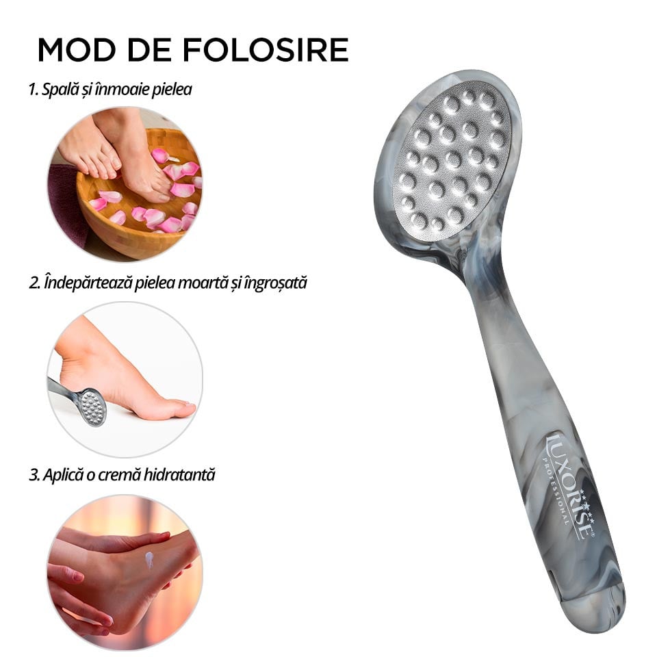 Pila de Calcaie Profesionala cu razuitor Dual Care PRO - LUXORISE, Accesorii Unghii - imagine 6
