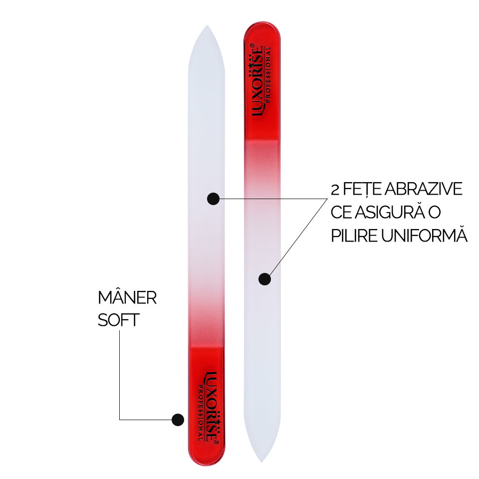 Pila de Sticla Nano Glass File LUXORISE, rosu, Accesorii Unghii - imagine 5