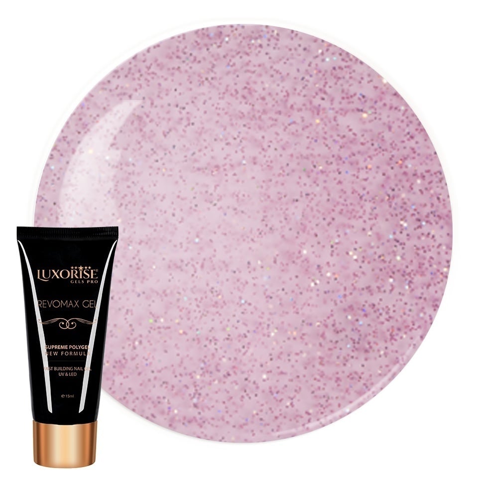 Polygel REVOMAX GEL LUXORISE Raspberry Glitz
