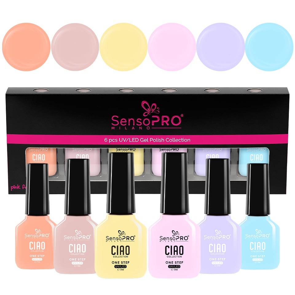 Set 6 Oje Semipermanente CIAO One Step SensoPRO Milano, Pastel Reflection, Kit Unghii – ofertă, preț și specificații