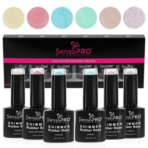 Set 6 Shimmer Rubber Base 10ml SensoPRO Milano