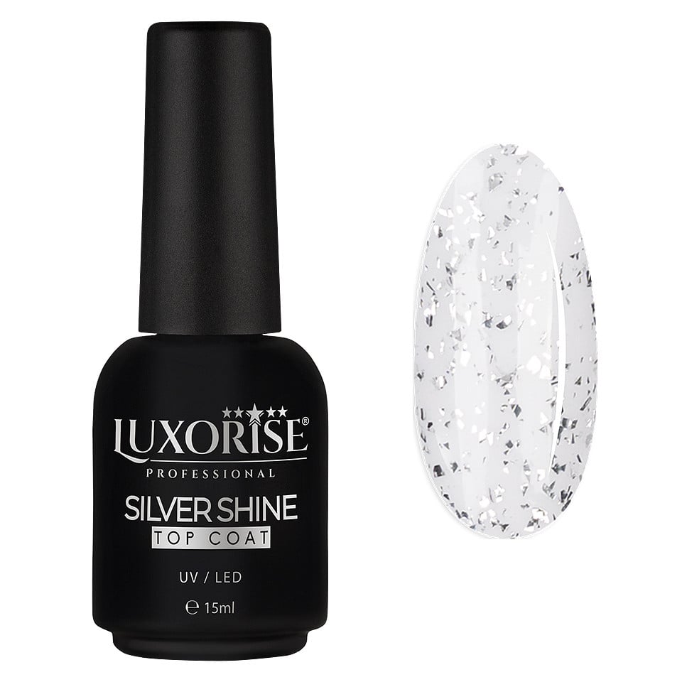 Silver Shine Top Coat LUXORISE, 15ml, Accesorii Unghii - imagine 4