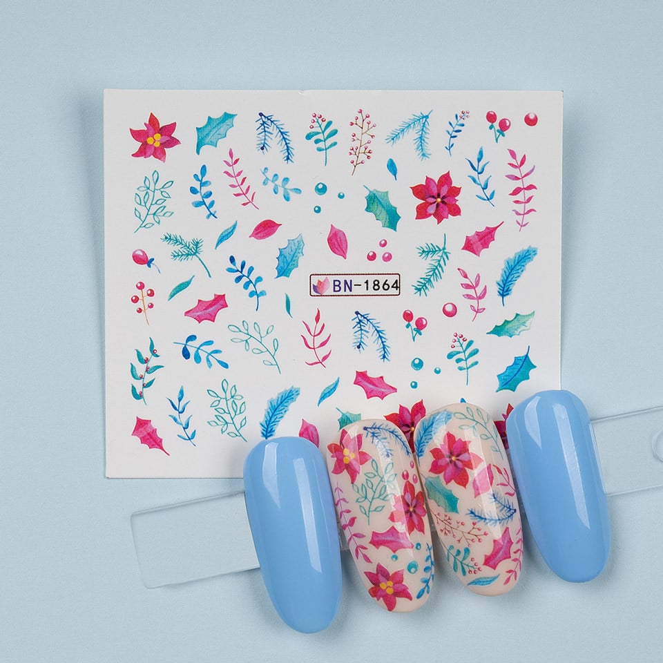 Tatuaj Unghii LUXORISE Christmas Leaves – Nail Art Festiv