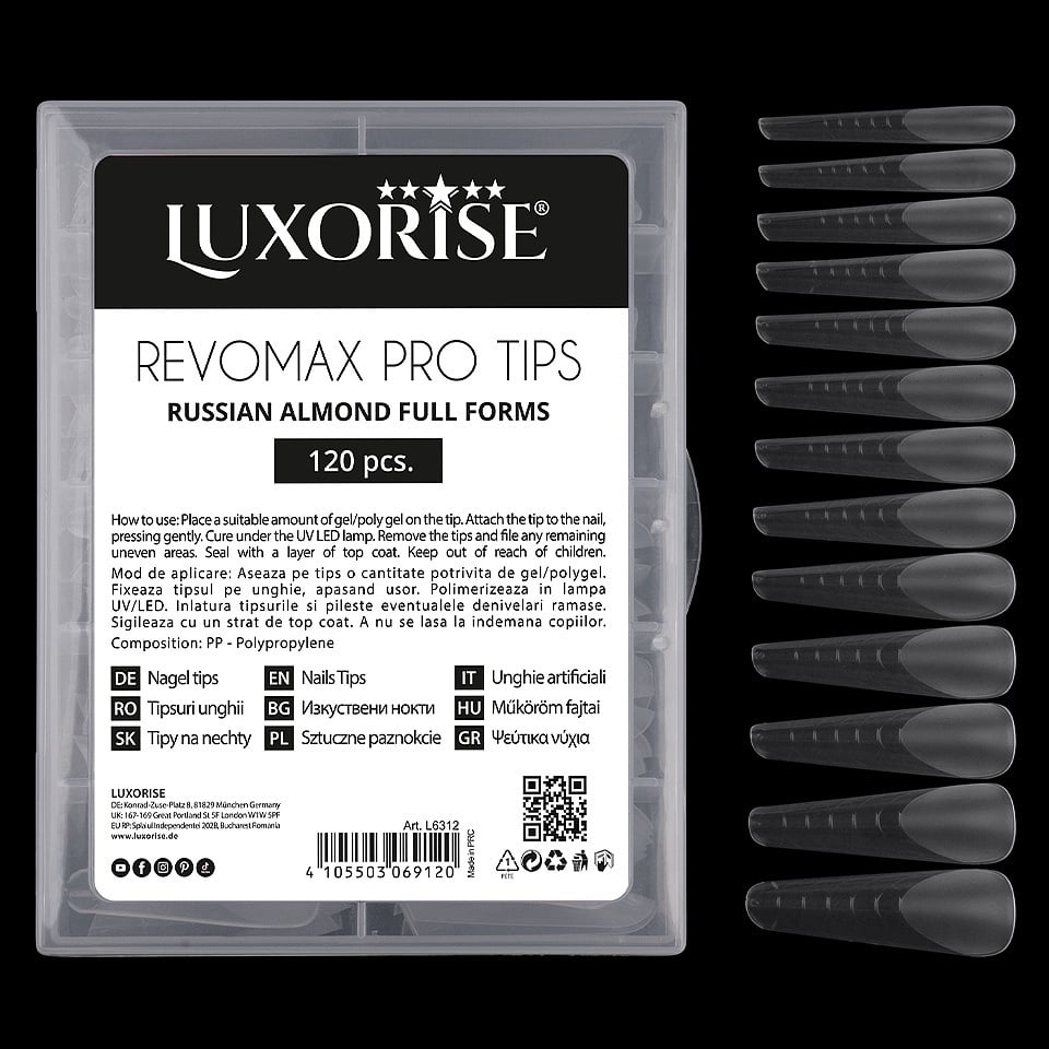 Tipsuri Reutilizabile REVOMAX PRO TIPS LUXORISE Russian Almond pentru Polygel si gel