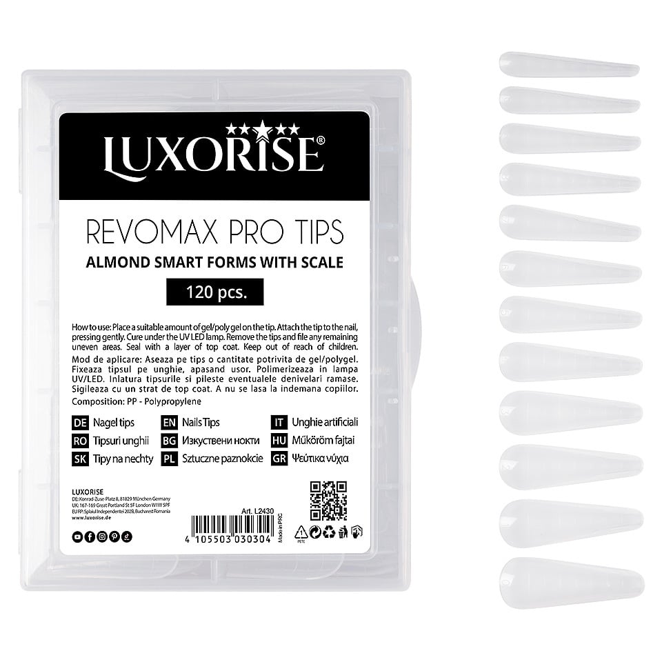 Tipsuri Reutilizabile REVOMAX PRO TIPS LUXORISE - model Migdala, 120 buc, Accesorii Unghii - imagine 6