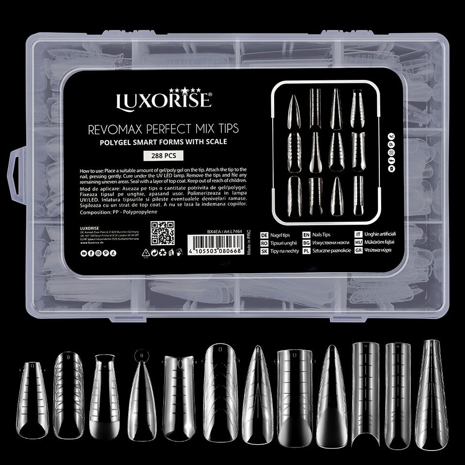 Tipsuri Reutilizabile REVOMAX Perfect Mix LUXORISE pentru Polygel si Gel