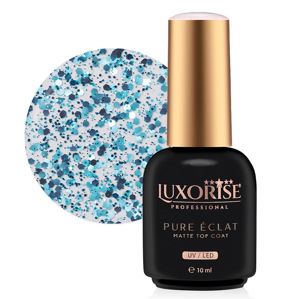 Top Coat LUXORISE – Pure Eclat Matte, Sapphire 10ml | Cosmetice