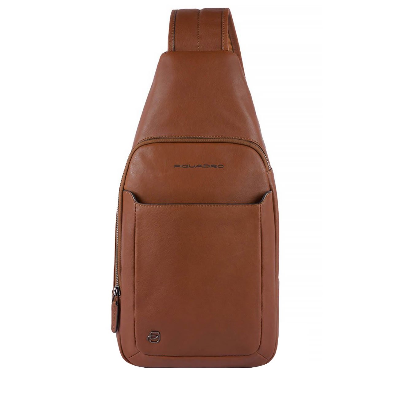 Black square mono sling bag cuoio tabacco, Piquadro, Genti – ofertă, preț și specificații