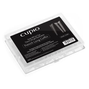 Tipsuri full nail dizolvabile set 240buc - French Long Coffin