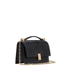 Deco quilted mini flap chain crossbody black