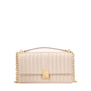 Deco quilted mini flap chain crossbody milk glass