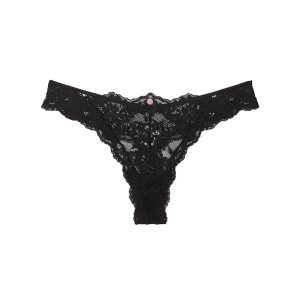 Lace thong panty - black S