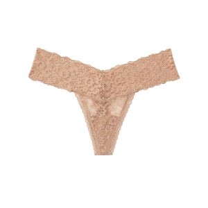 Lace-up lace thong panty - praline M
