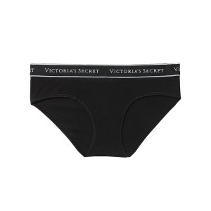Logo cotton hiphugger panty - black  S