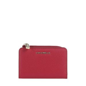 Metallic soft card holder sangria