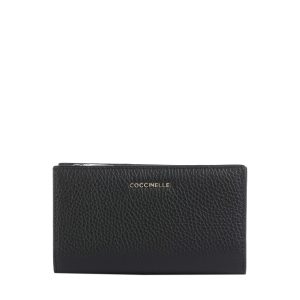 Metallic soft grained leather noir
