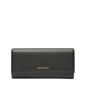 Metallic soft grained leather noir
