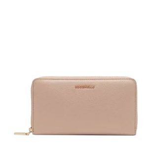 Metallic soft large zip around wallet rosette