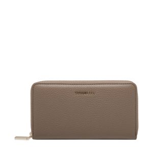 Metallic soft large zip around wallet warm taupe