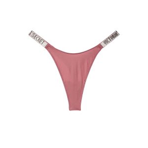 Shine strap seamless thong panties  -  vintage rose S