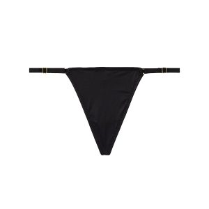 V-hardware adjustable v-string panty - black  S